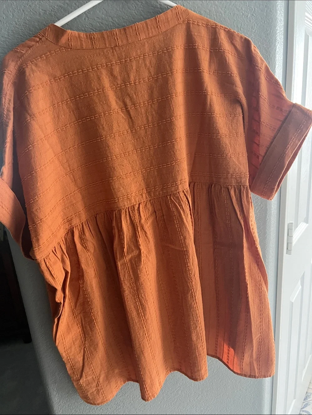 Madewell Textured V-Neck Tunic in Rust Orange